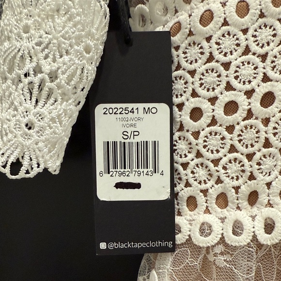 Elegant Lace Mini Dress in White and Tan - Picture 3 of 6
